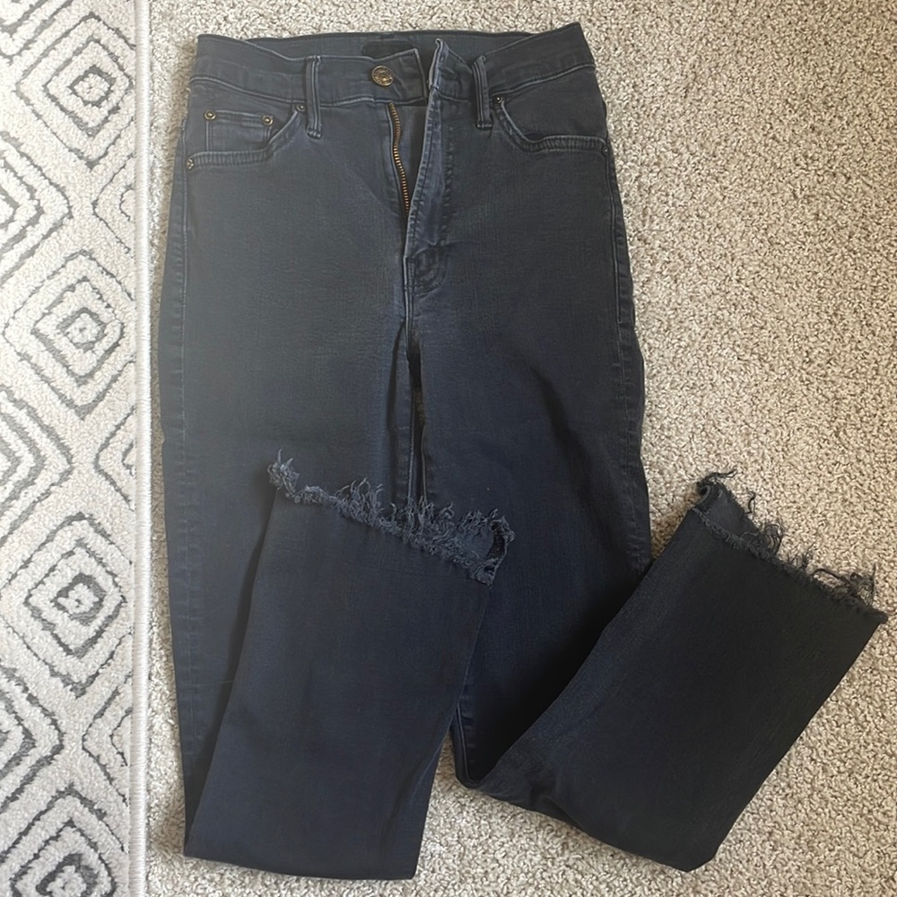 MOTHER midrise dazzler ankle fray jeans